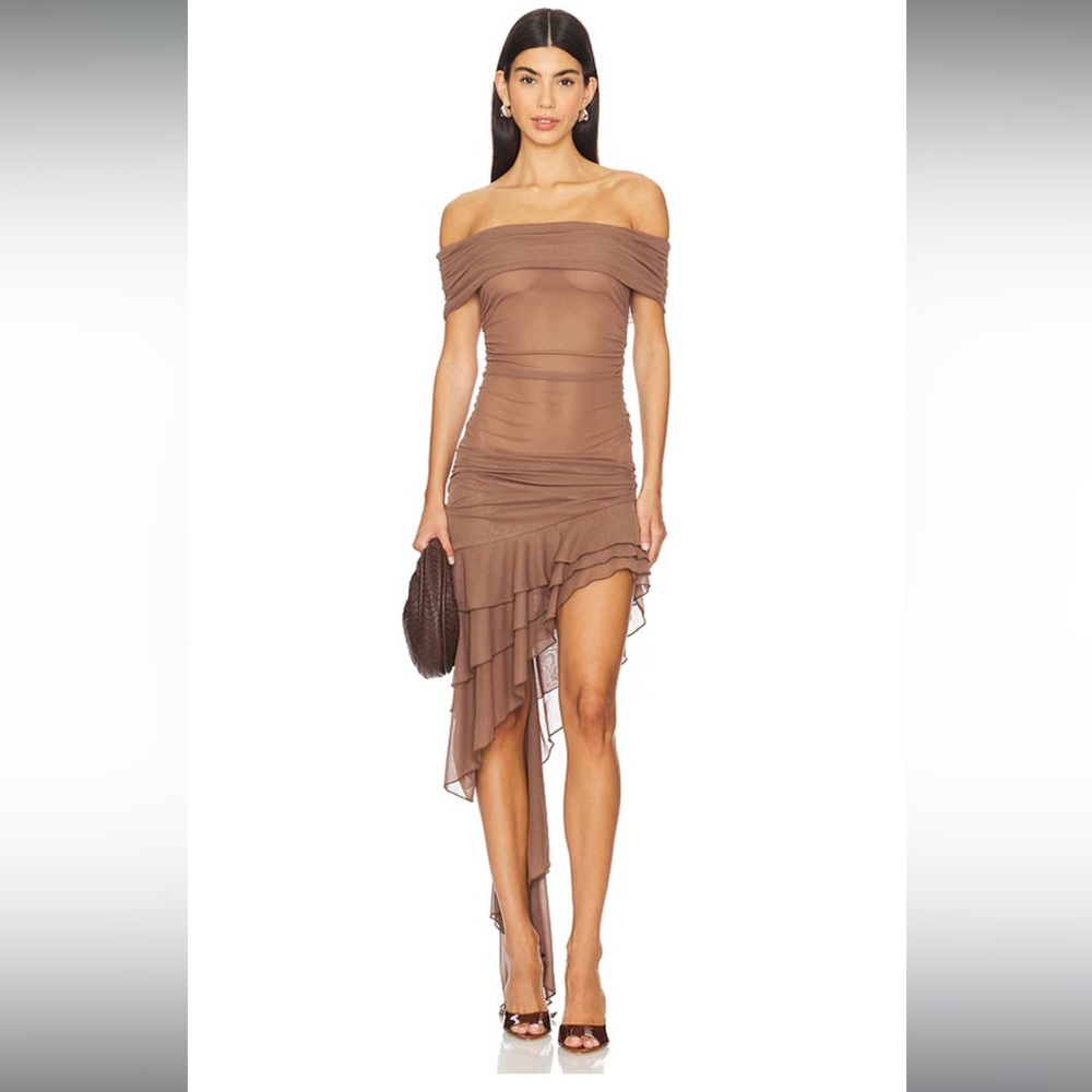 Sheer Off-The-Shoulder Bodycon Dress Revolve NBD